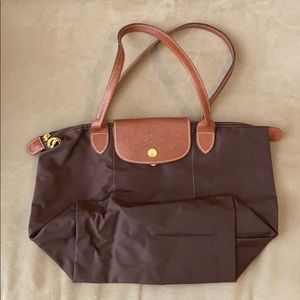 LIKENEW Longchamp Le Pliage Nylon Small Tote Brown